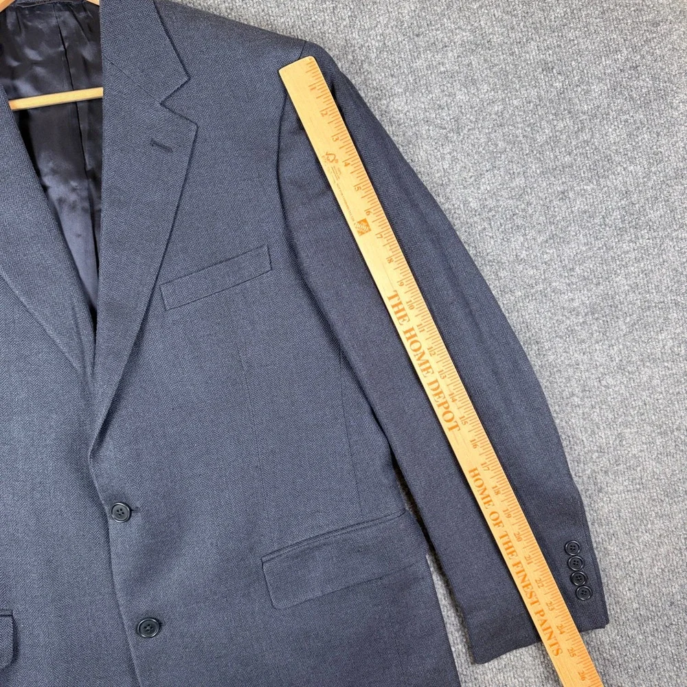 Brooks Brothers Blazer Mens 42R Blue Herringbone Silk Wool Linen Blend Jacket